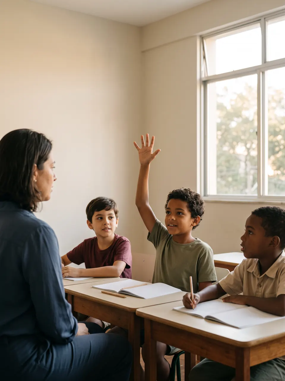 Pessoas participando de uma atividade educativa em uma sala de aula.