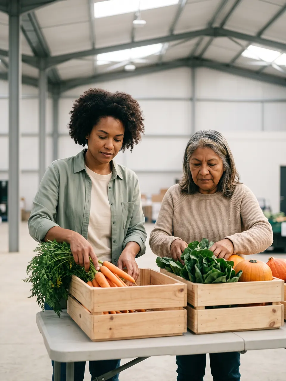 Preparação de alimentos em uma cozinha comunitária.
